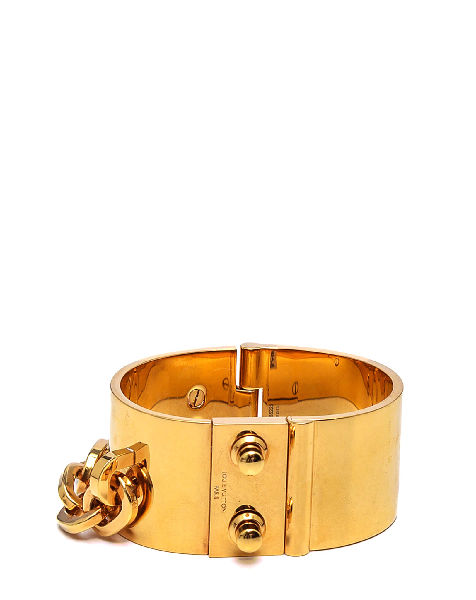 Louis Vuitton - Gold Tone Manchet Lock Me Chain Cuff Bracelet